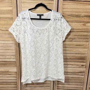 French Laundry White Lace Blouse Spaghetti Strap Cami Underneath Plus Size 2x